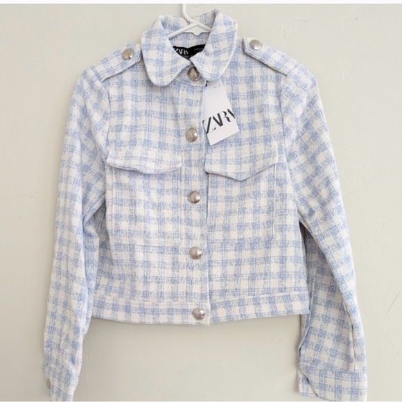 Zara Jackets & Blazers - NWT Zara Women's Blue Plaid Gingham Jacket